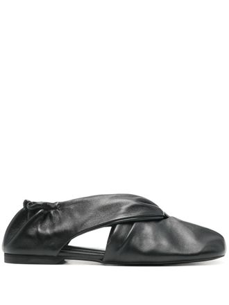 Alohas Alaula Black Leather Ballet Flats Shoes