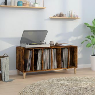 vidaXL Vidaxl - Mueble Discos Madera Contrachapada Roble Ahumado 100x38x48 Cm