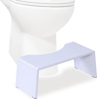 Relaxdays Relaxdays toilet footstool, foldable, for adults, bamboo, non-slip, HxWxD: 19x43.5x20 cm, white