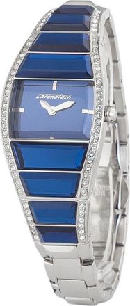Chronotech Womens 7099ls03mac Blue Crystal Watch - Navy Silver Steel - One Size
