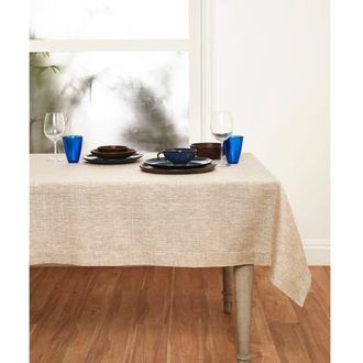Solino Home Linen Tablecloth for Dining Table, Holiday and Everyday Dining Table Decor - Athena in Champagne Beige at Nordstrom, Size X-Large