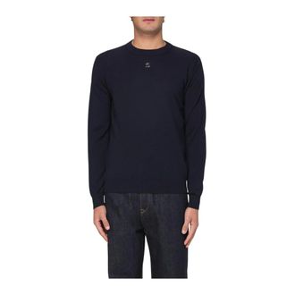 Fendi Truien & Vesten, Heren, Blauw, M, Wol, Crew Neck Merino Wool Sweater