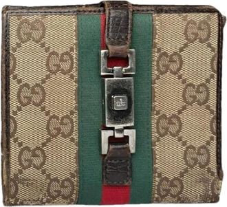 Gucci Pre-owned Wallets, female, Beige, Size: ONE SIZE Pre-owned Cotton Wallet