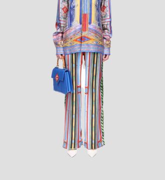 Casablanca Le Palais En Fleur Silk Trousers In Multicolor
