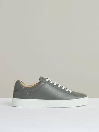 Reiss Graphite Grey Leather Low-top Trainers, X15