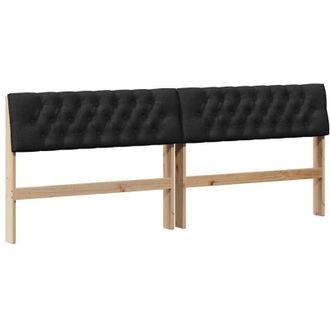 vidaXL Upholstered Headboard Black 200 cm Solid Pine Wood vidaXL