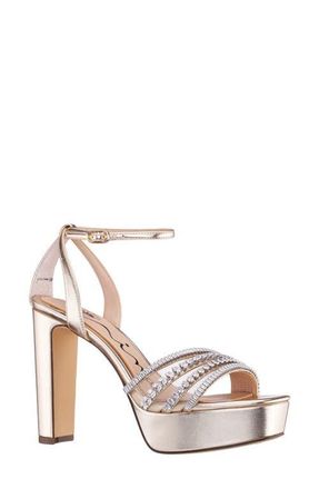 Nina Agitha Ankle Strap Platform Sandal in Platino at Nordstrom, Size 8.5