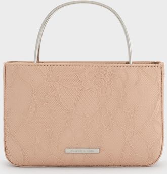 Charles & Keith Jennis Lace & Satin Top Handle Bag