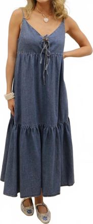 Mustard Seed Ellie Front Tie Cami Back Cutout Midi Dress In Denim Blue