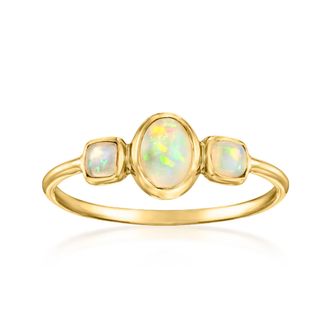Ross-Simons Opal 3-Stone Ring in 14kt Yellow Gold