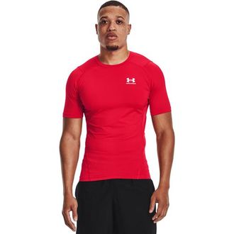 Under Armour Mens HeatGear Compression Short Sleeve T-Shirt - White/Red Size 3XL