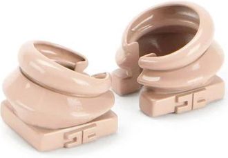 Elisabetta Franchi Accessoires, Dames, Beige, ONE Size, Earcuffs met gegraveerd logo