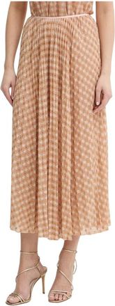 Forte_Forte Gebreide Rok met Patroon - Dames - Midirokken - Oranje - M - Nylon - Rokken
