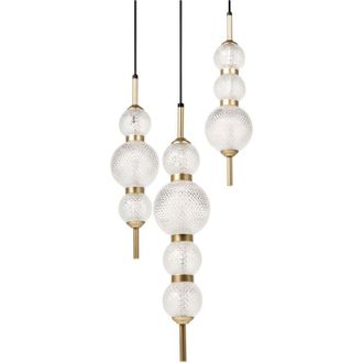 Beliani LED Pendant Lamp Gold Glass Shade Metal Base Glam Style Ambient Light Living Room Bedroom ARAS