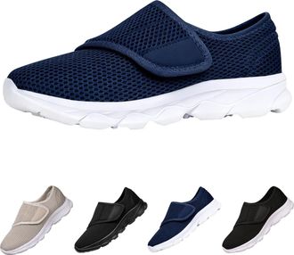 Generic Mens Extra Wide Fit Diabetic Shoes Lightweight Breathable Slip On Sneakers with Adjustable Strap Easy Close Walking Trainers for Swollen Feet Plantar 