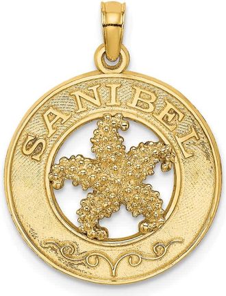 Diamond2Deal 14k Yellow Gold SANIBEL with Starfish Circle Charm Pendant