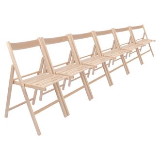 Harbour Housewares Beech Wood Folding Chairs Pack of 6 in Natural