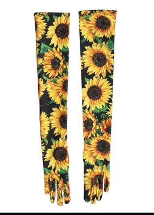 Dolce & Gabbana Sunflower Print Long Gloves Size M