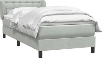 vidaXL Cama Box Spring Con Colch&oacute;n Terciopelo Gris Claro 80x220 Cm Vidaxl