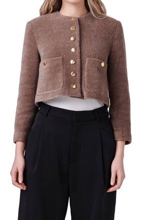 English Factory Crop Knit Jacket in Brown at Nordstrom, Size X-Small
