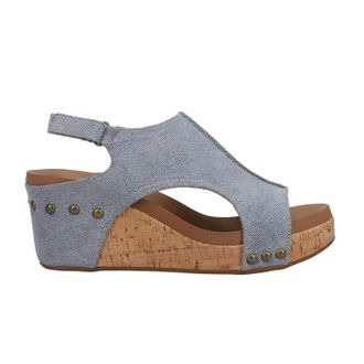 Corkys Footwear Womens Carley Wedge Sandals In Denim Blue