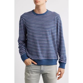 Faherty Cabana French Terry Crewneck Sweatshirt in Navy Lilac Breton Stripe at Nordstrom Rack, Size Xx-Large