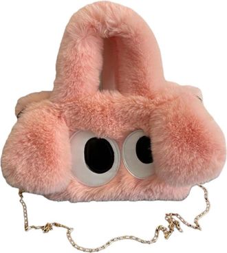 Generic Cute big-eyed dog chain bag autumn and winter faux plush bag(red)