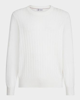 Brunello Cucinelli Men & apos;s Cotton Rib Crewneck Sweater