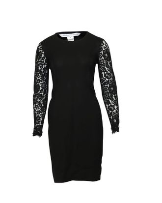 Diane Von F&uuml;rstenberg Diane Von Furstenberg Zarita Bodycon Dress with Lace in Black Acetate