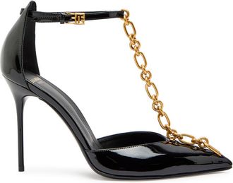 Balmain 95 Chain Patent Leather Pumps - Black