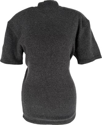 Jacquemus Castagna Turtleneck Short Sleeve Sweater in Grey Merino Wool