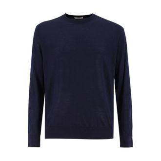 Ballantyne Round-neck Knitwear, male, Blue, 3XL, Pure Wool Crew Neck Jumper