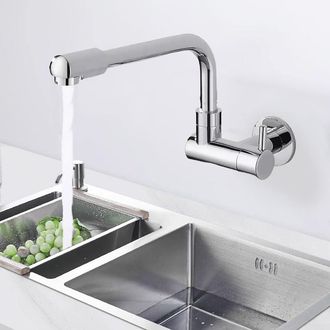 OEM Grifo Giratorio De 360 Grados, Grifo De Fregadero De Cocina Mural, Grifo De Agua Fr&iacute;a Individual En Cobre, Plata O Negro (plata)