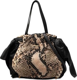 Prada Pre-owned Prada Tessuto Python Print Bow Satchel Unisex AGMLGUO6S15QAVEJ