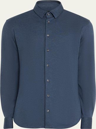 Giorgio Armani Mens Solid Cotton Stretch Sport Shirt
