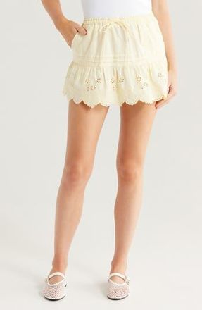 Damson Madder Gabriette Embroidered Eyelet Organic Cotton Miniskirt in Yellow at Nordstrom Rack, Size 6 Us / 10 Uk