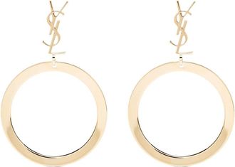 Saint Laurent Earrings, female, Yellow, Size: ONE SIZE Cassandre Pendant Hoop Earrings