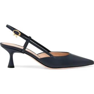 Gianvito Rossi Ascent 55 Slingback in Blue Calf at Nordstrom, Size 34.5