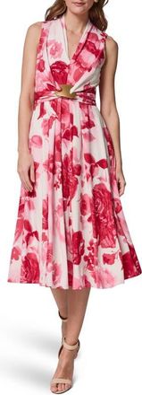 DKNY Floral Print Sleeveless Midi Dress in Azalea Muli at Nordstrom, Size 16