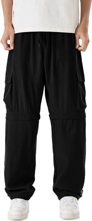 Generic Cocila Mens Hiking Pants Outdoor Zip Off Lightweight Fishing Apparel (Black, XXXXL) Camo Cargo Trousers Cargos Cuffed Jeans for Men Jogging Shorts 3/4