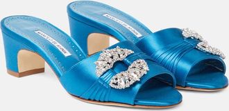 Manolo Blahnik Prinap 50 embellished satin mules
