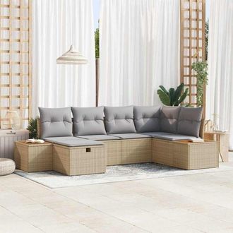 vidaXL Vidaxl - Conjunto De Sof&aacute; De Jard&iacute;n Con Coj&iacute;n 6 Pcs Beige Polirat&aacute;n