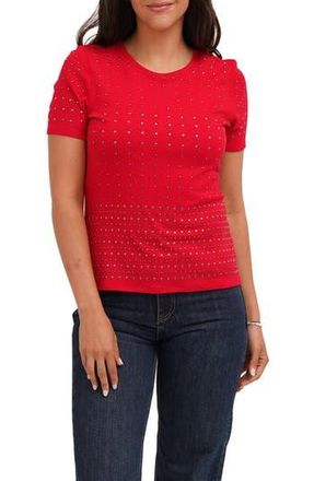 Cyrus Allover Studded Short Sleeve Top in Cabernet Red at Nordstrom Rack, Size X-Large