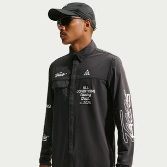 Nike Mens Nike ACG Aireez UV Protection Button-Up Long-Sleeve Graphic Top in Grey | IU8150-070