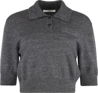 Givenchy Polo Top van Wol - Dames - Ronde hals truien - Grijs - S - Wol - Truien & Vesten
