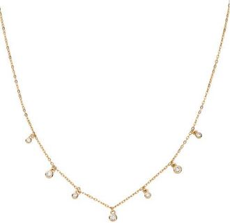 Made by Mary Poppy Cubic Zirconia Solitaire Necklace in Gold Vermeil at Nordstrom, Size 16