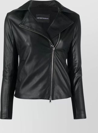 Emporio Armani fitted leather biker jacket