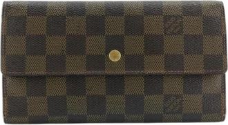 Louis Vuitton Pre-owned Portefeuille Tresor International Damier Lange Portemonnee - Dames - Vintage Accessoires - Bruin - ONE Size - Vintage