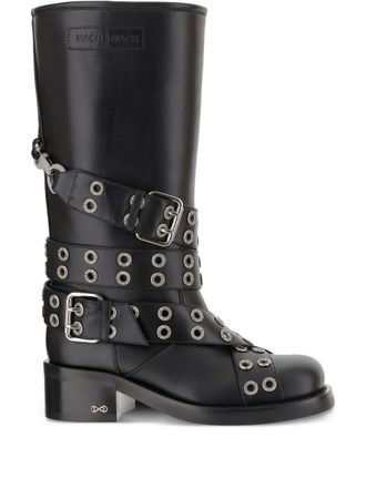 Mach & Mach Stivali con cinturino decorato da fibbie e occhielli 50mm - Nero