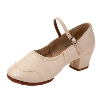 Generic Womens Elegant Solid Color Strap Design Flexible Rubber Sole Low Heel Comfortable Dance Sandals for Everyday Wear (White, 6)